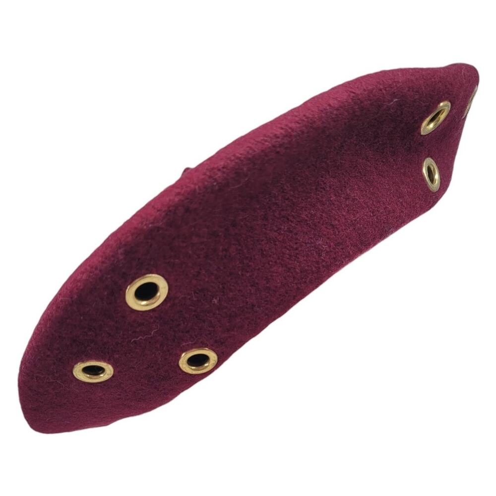 PRT Ultrabasque Vintage 80s Maroon Wool Beret Gold Grommet Preppy Academia